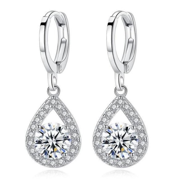 Jewelry - 925 Silver Plated Fashionable CZ Earrings For Women, FB16FA1148